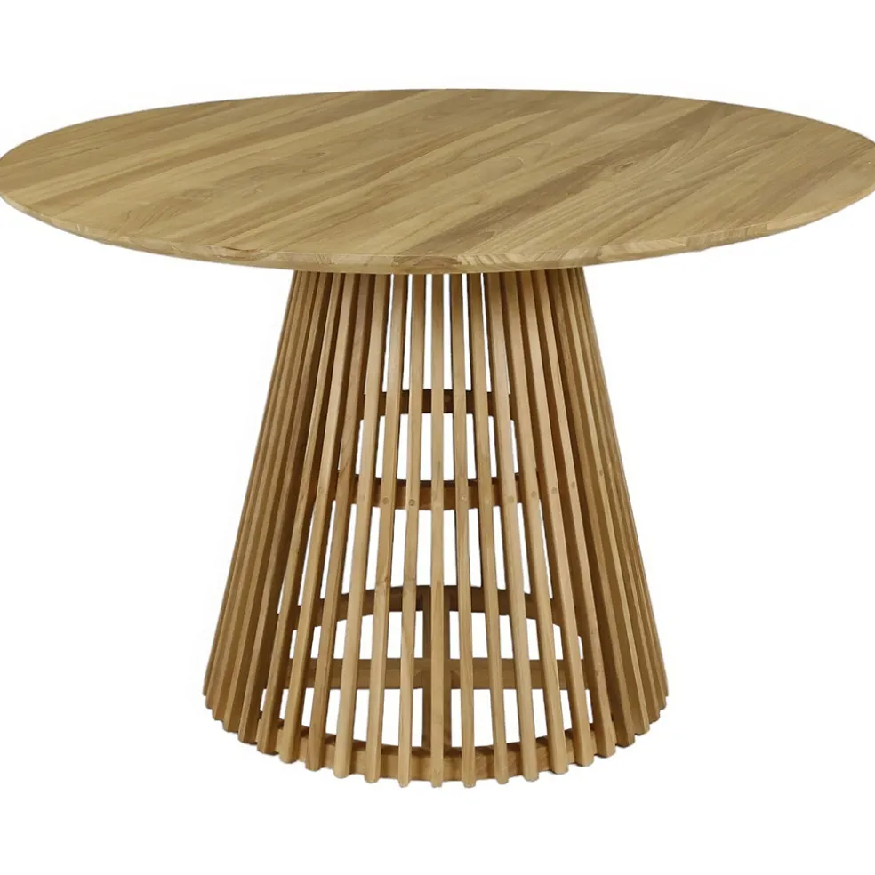 Table à manger ronde en teck naturel d120cm - Kamala