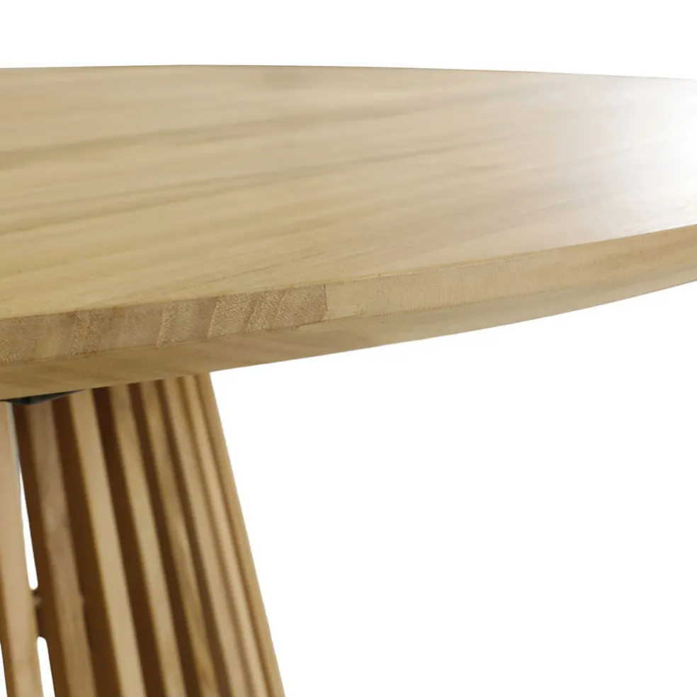 Table à manger ronde en teck naturel d120cm - Kamala