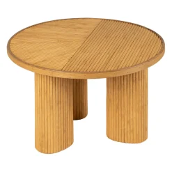 Table basse 3 pieds en bambou et sapin naturel d55xh35cm - Saori
