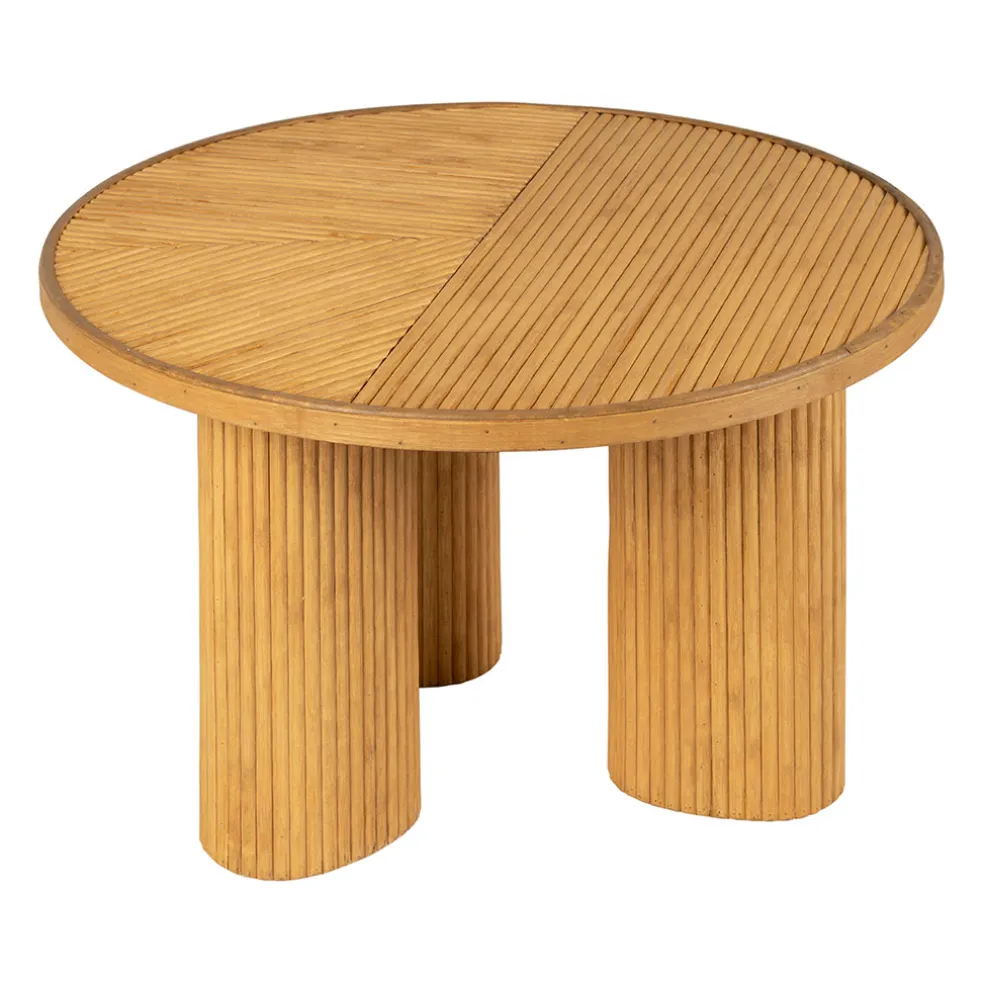 Table basse 3 pieds en bambou et sapin naturel d55xh35cm - Saori