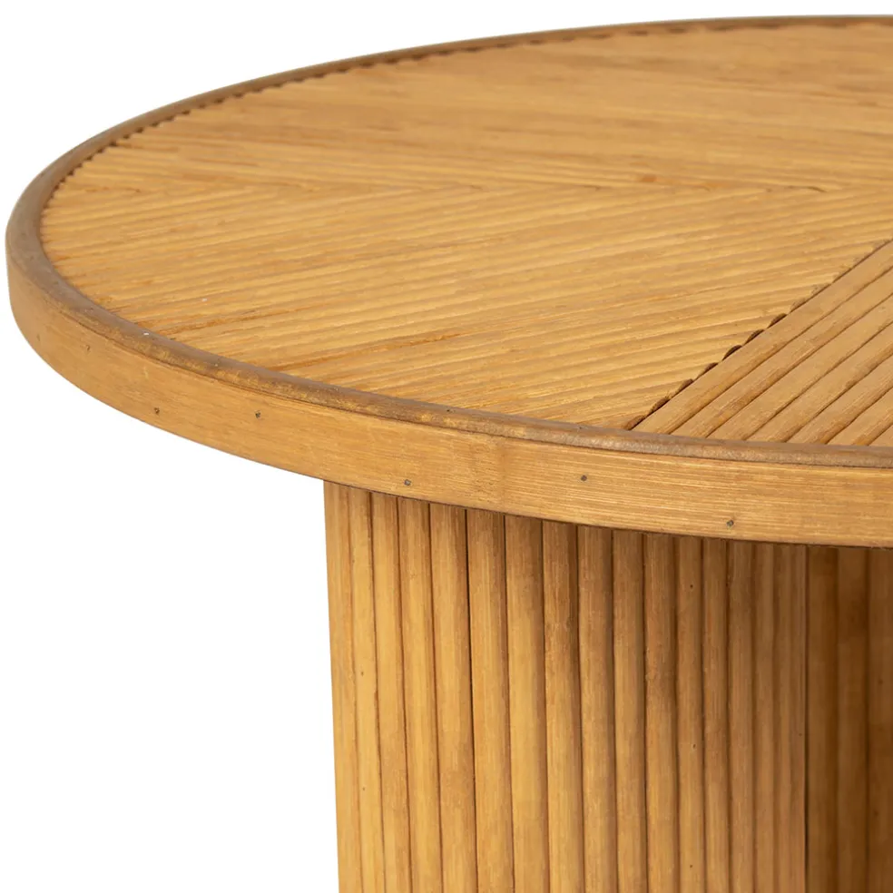 Table basse 3 pieds en bambou et sapin naturel d55xh35cm - Saori