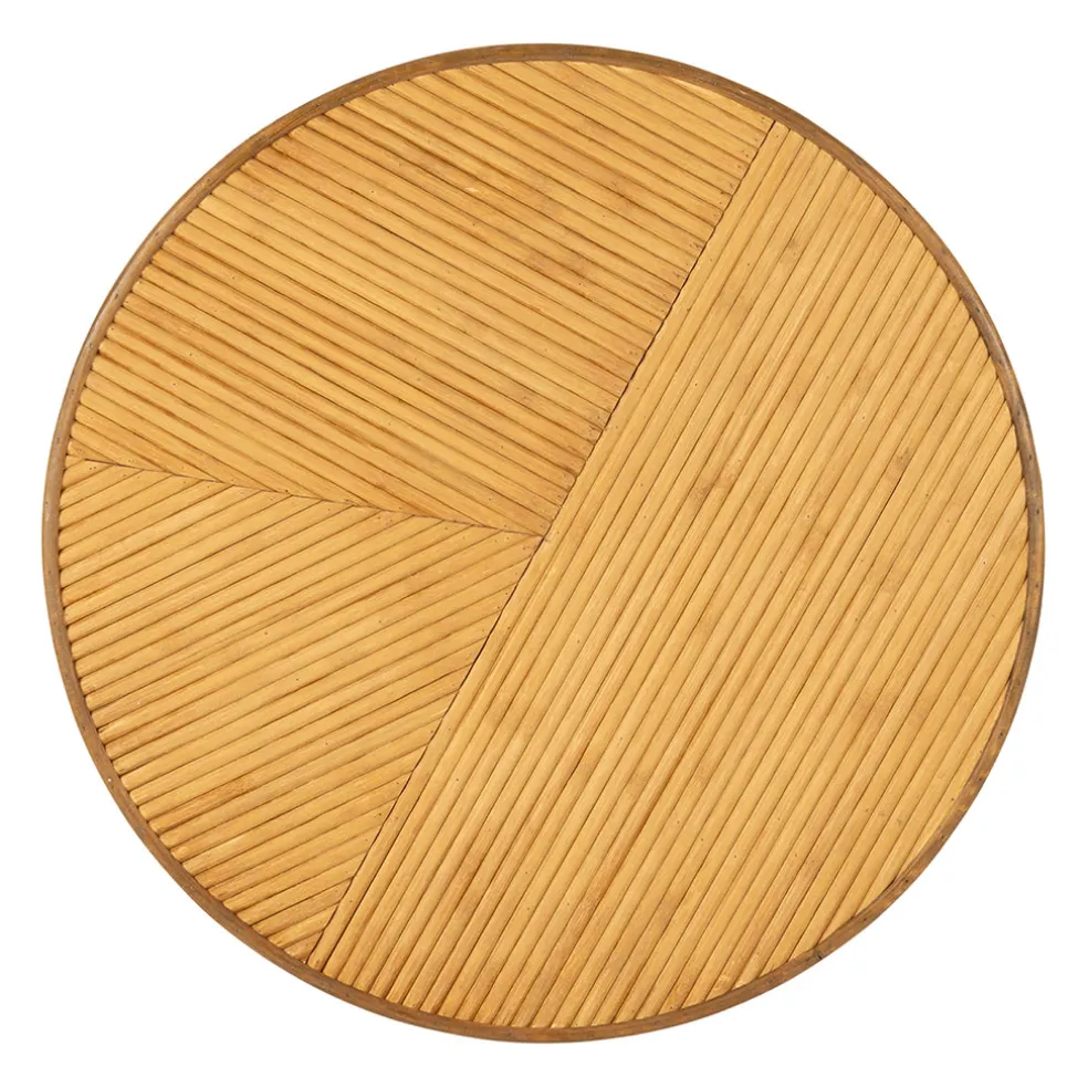 Table basse 3 pieds en bambou et sapin naturel d55xh35cm - Saori