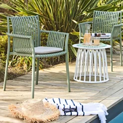 Table basse de jardin ronde blanc d50cm - Lumi