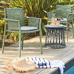 Table basse de jardin ronde grise d50cm - Lumi