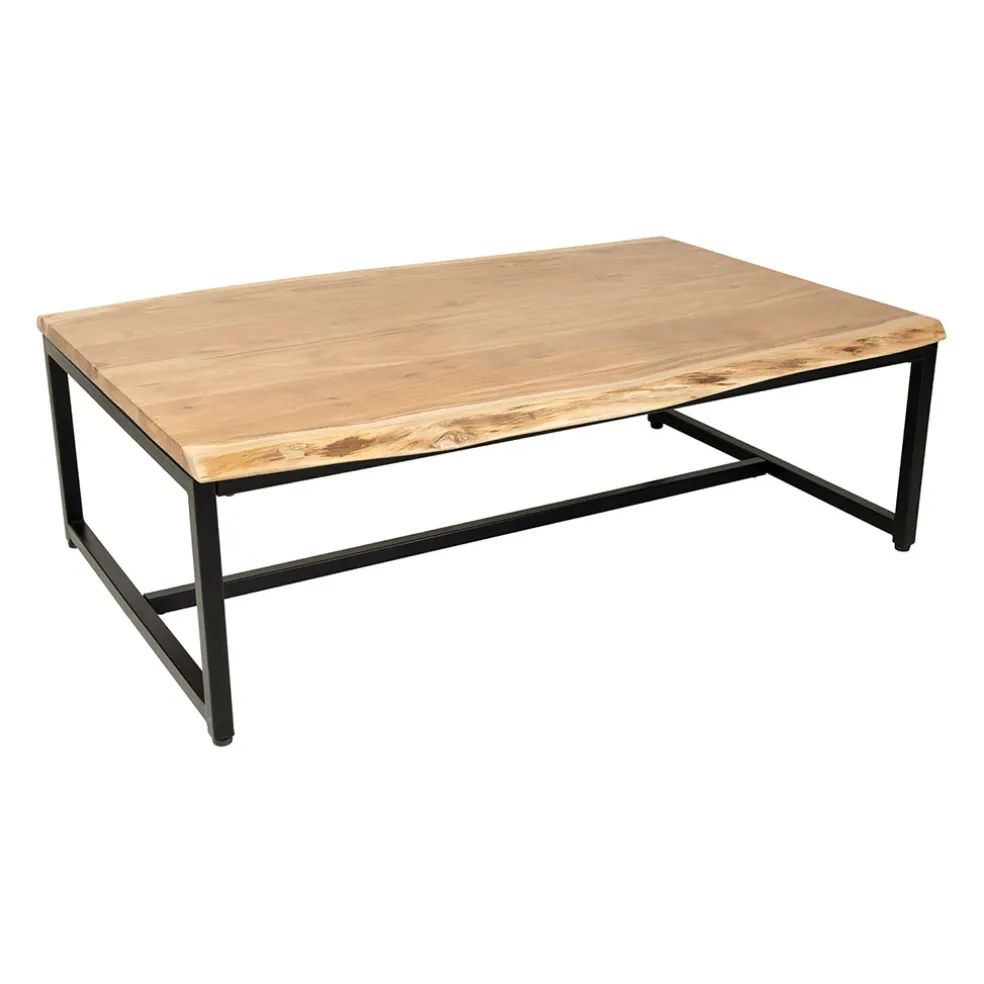 Table basse en acacia et pieds en fer noir - Brooklyn