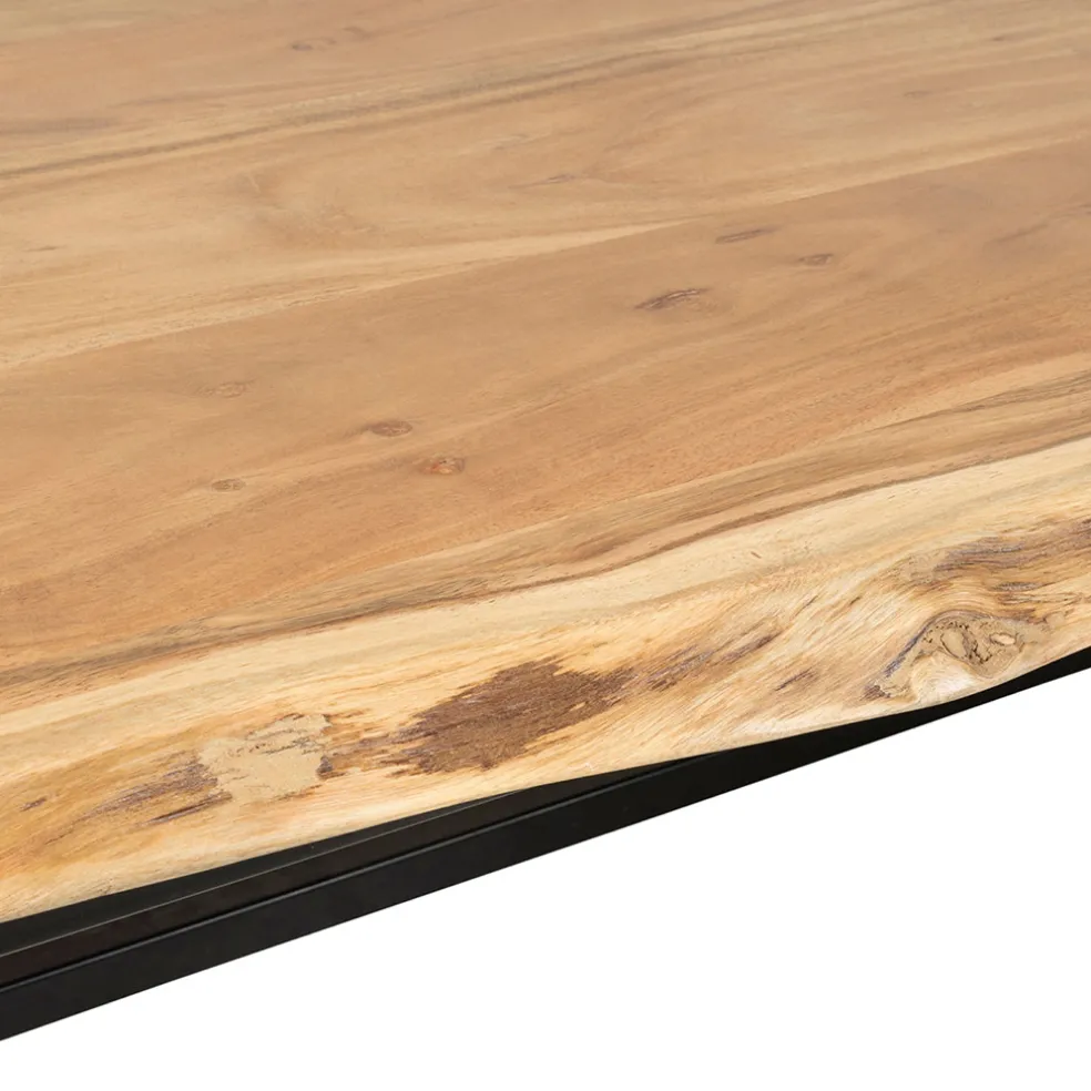 Table basse en acacia et pieds en fer noir - Brooklyn