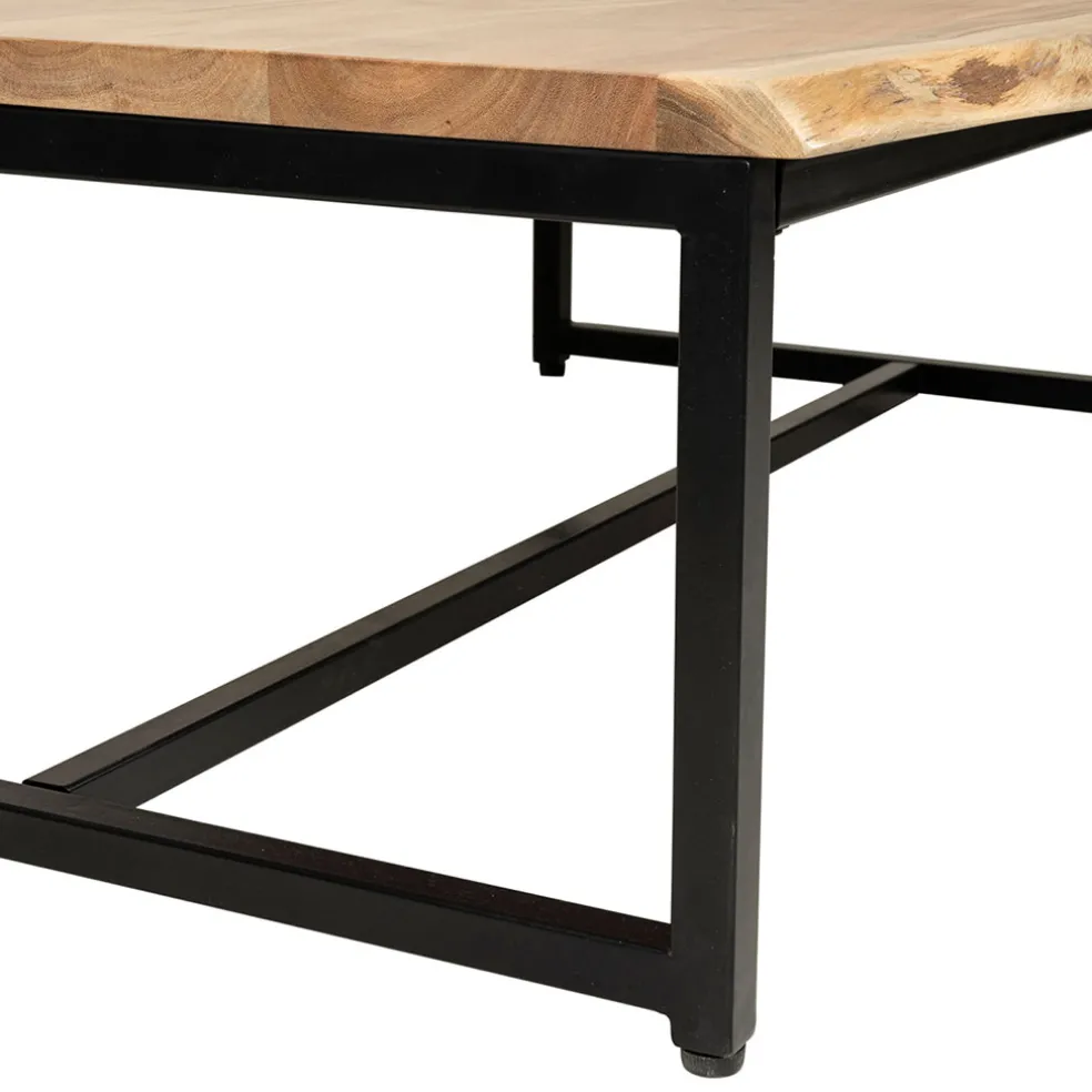 Table basse en acacia et pieds en fer noir - Brooklyn