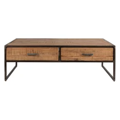 Table basse en acacia et fer noir 120x60cm - Factory