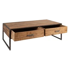 Table basse en acacia et fer noir 120x60cm - Factory