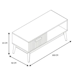 Table basse en bois naturel 100x50 cm - kara