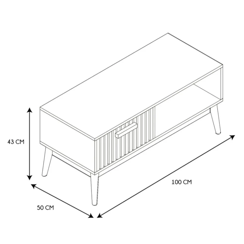 Table basse en bois naturel 100x50 cm - kara