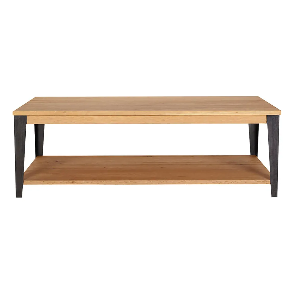Table basse en chêne massif et pieds acier L120cm - Manny