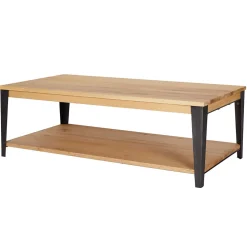Table basse en chêne massif et pieds acier L120cm - Manny
