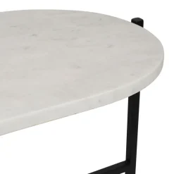 Table basse en marbre et fer blanc et noir 100x40cm - Eskela