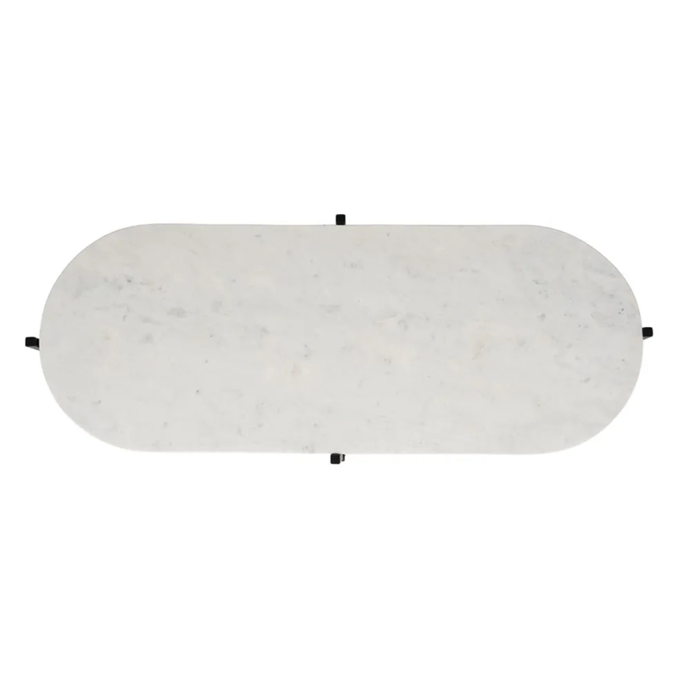 Table basse en marbre et fer blanc et noir 100x40cm - Eskela