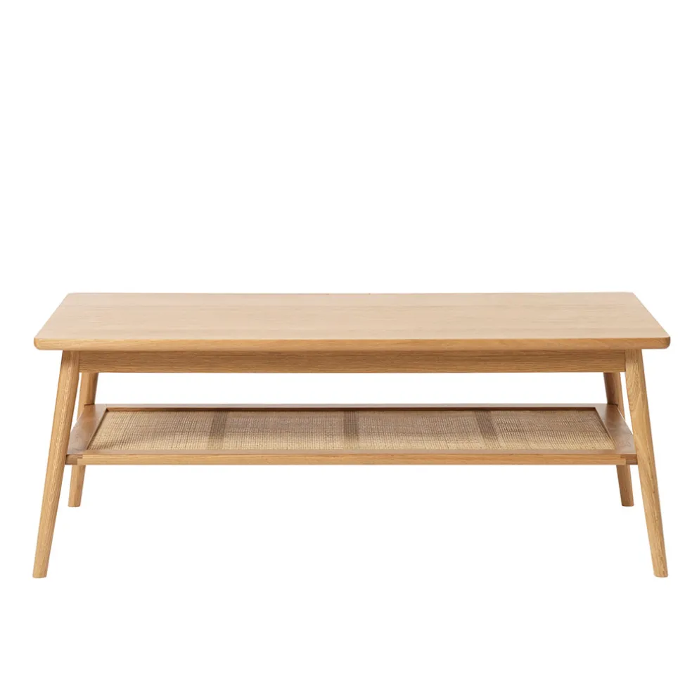 Table basse en placage chêne et cannage l120cm - barrali