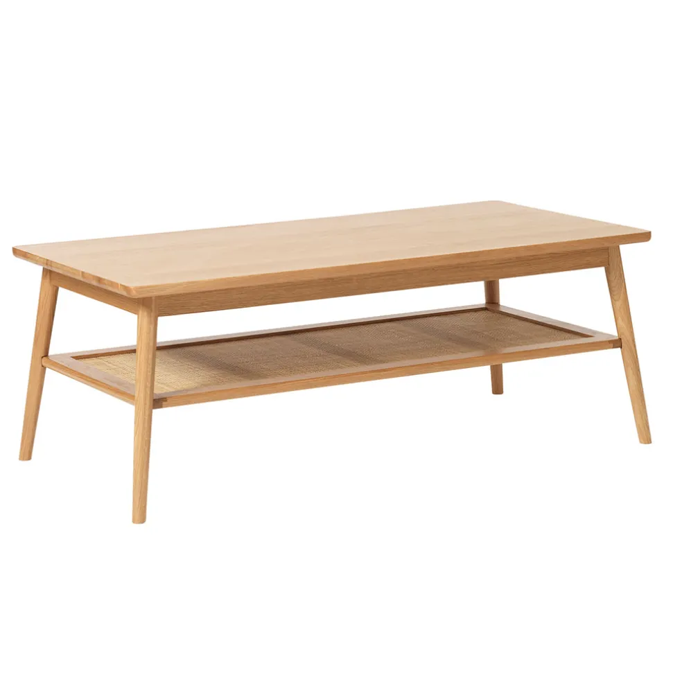 Table basse en placage chêne et cannage l120cm - barrali