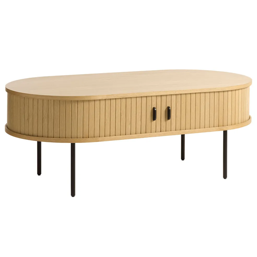 Table basse en placage chêne naturel 120x60 cm - nola