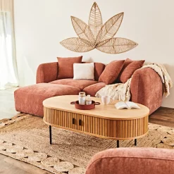 Table basse en placage chêne naturel 120x60 cm - nola