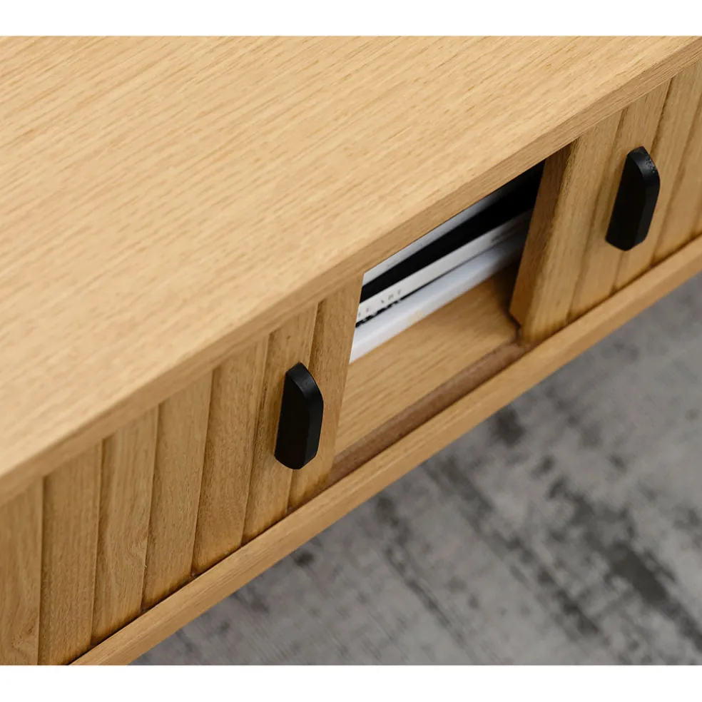 Table basse en placage chêne naturel 120x60 cm - nola