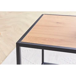 Table basse en plaqué chêne et métal noir L100cm - Senzo