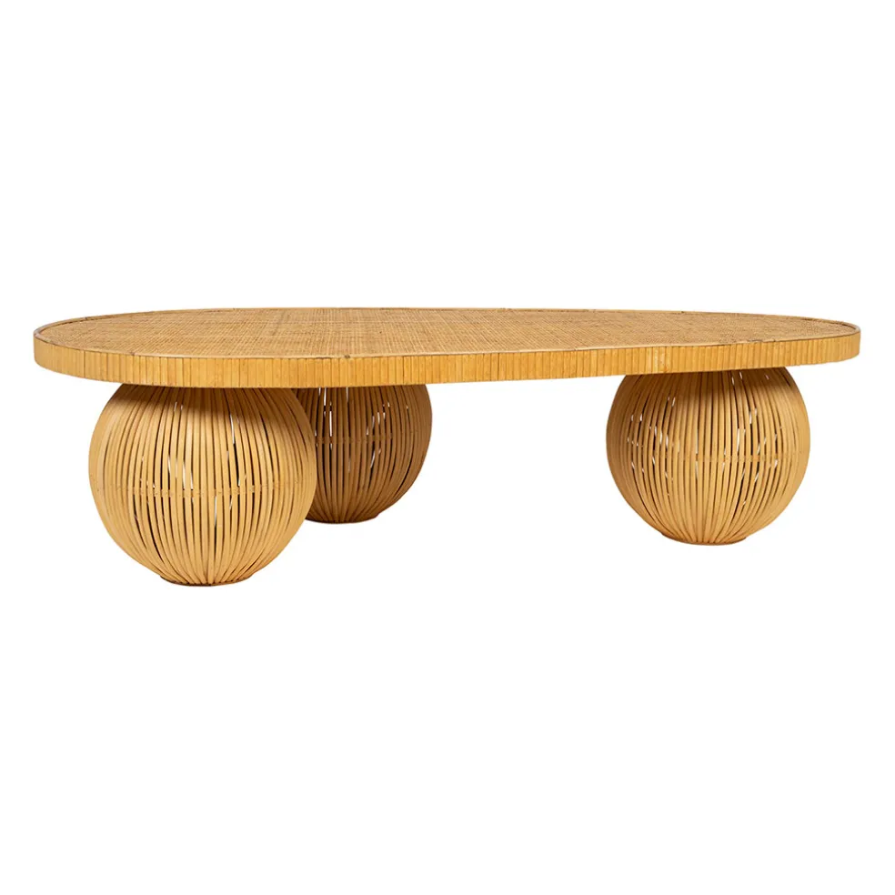 Table basse en rotin et bambou naturel 119x66cm - Tamba