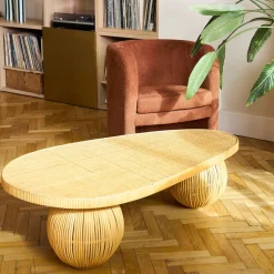 Table basse en rotin et bambou naturel 119x66cm - Tamba