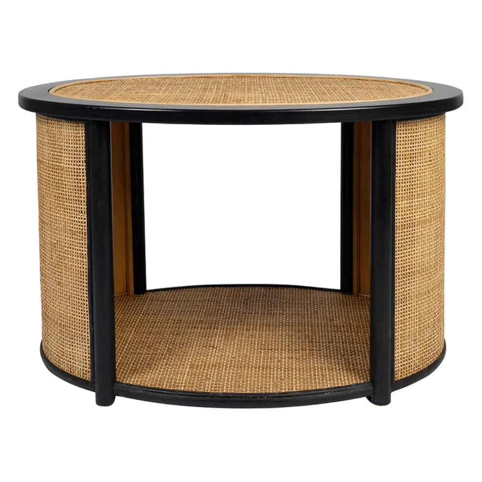 Table basse en rotin et sapin naturel et noir - Balamea