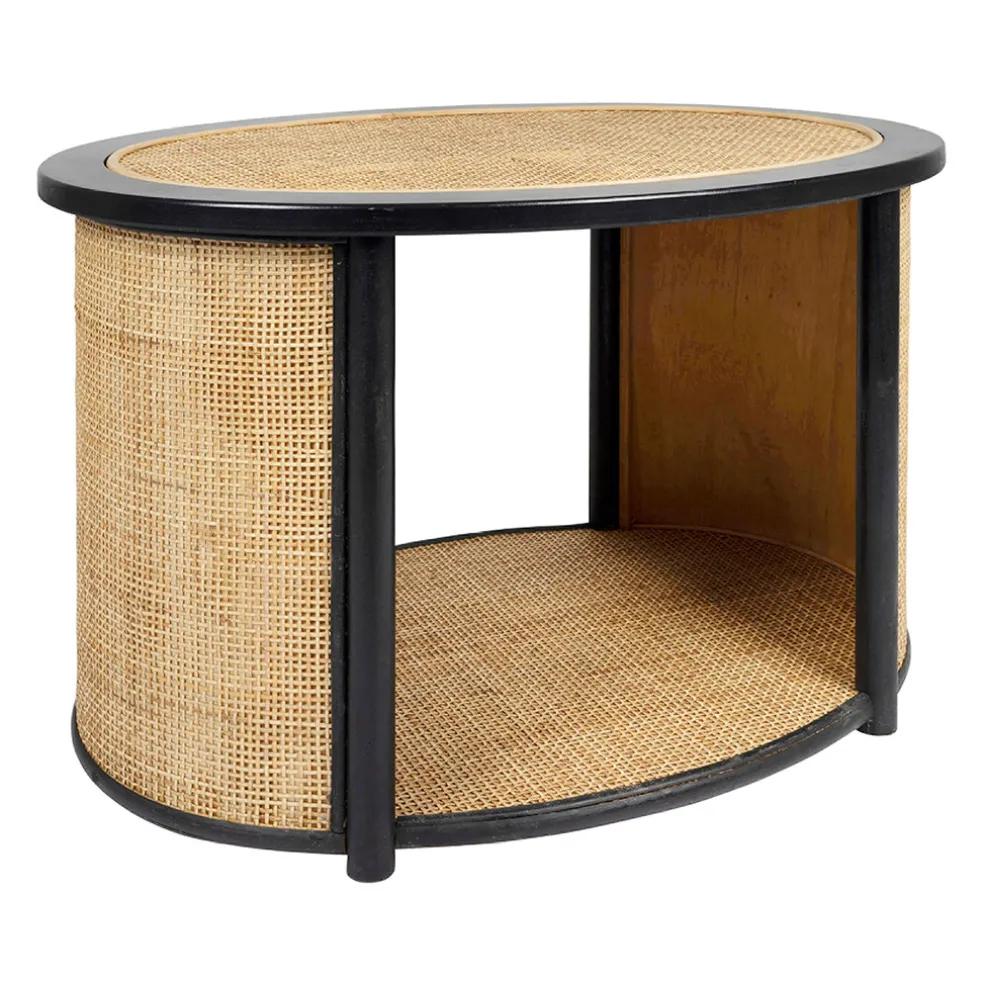 Table basse en rotin et sapin naturel et noir - Balamea