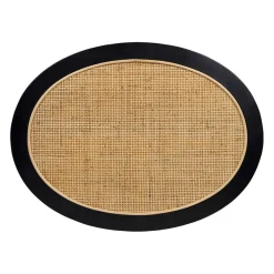 Table basse en rotin et sapin naturel et noir - Balamea