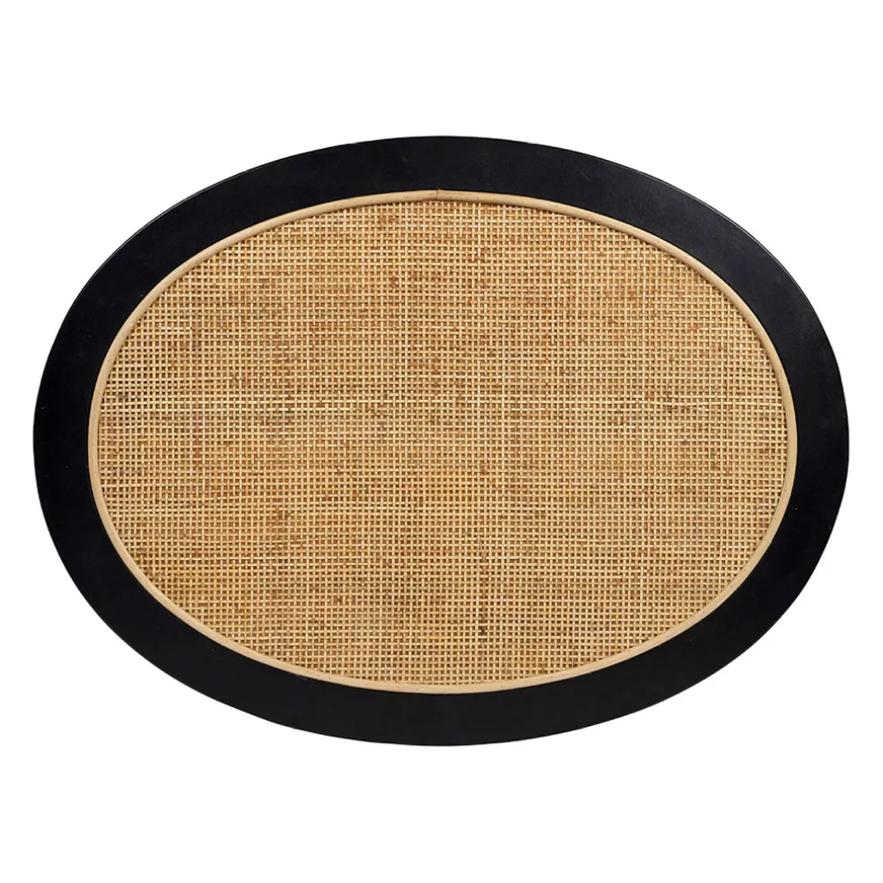 Table basse en rotin et sapin naturel et noir - Balamea