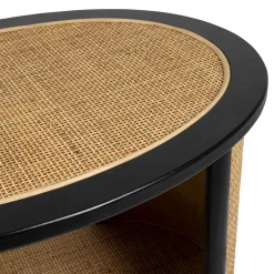 Table basse en rotin et sapin naturel et noir - Balamea