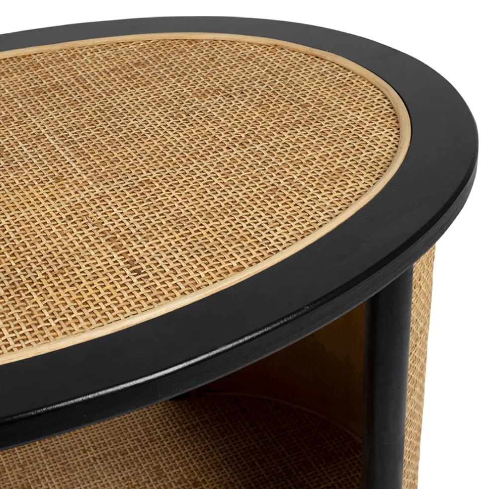 Table basse en rotin et sapin naturel et noir - Balamea