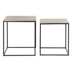 Table basse gigogne carrée (lot de 2) en aluminium et fer doré - Felia