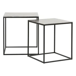 Table basse gigogne carrée (lot de 2) en aluminium et fer argenté - Felia