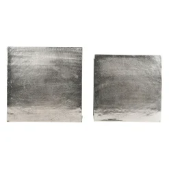 Table basse gigogne carrée (lot de 2) en aluminium et fer argenté - Felia