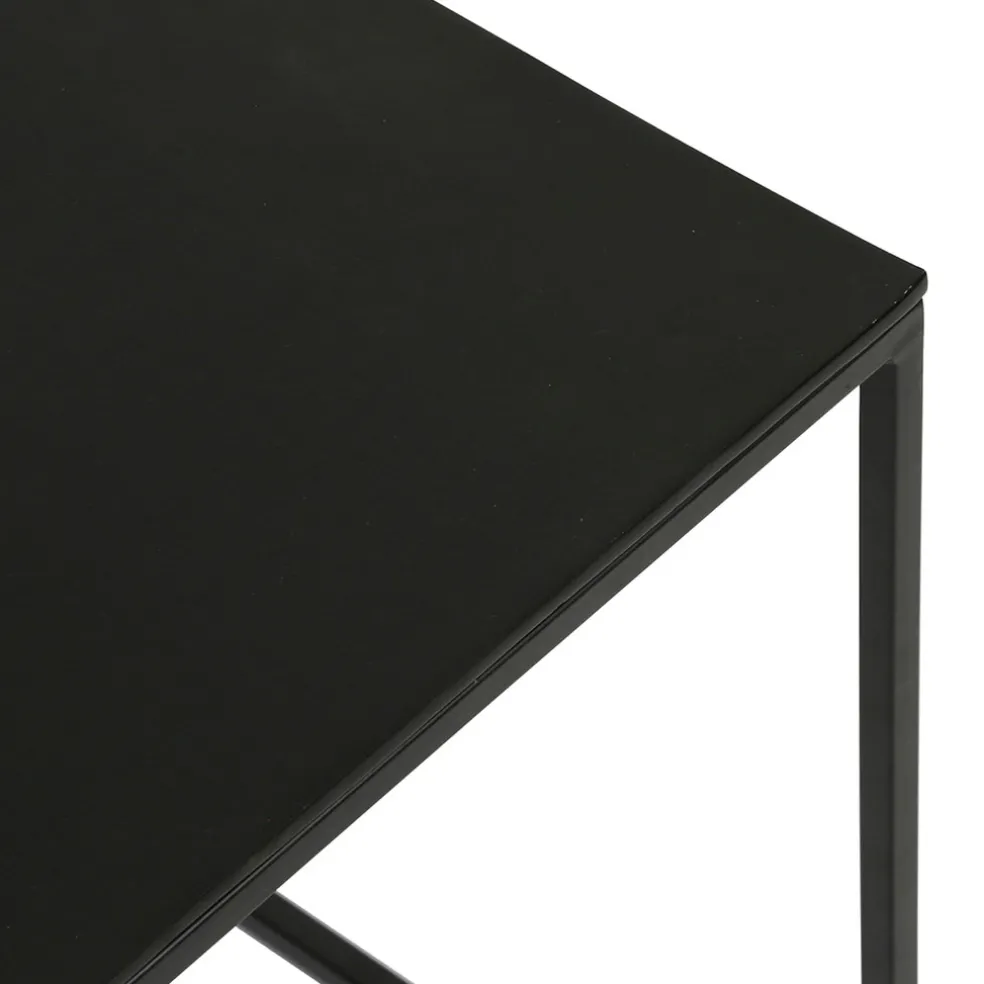 Table basse gigogne carrée (lot de 2) en aluminium et fer noir - Felia
