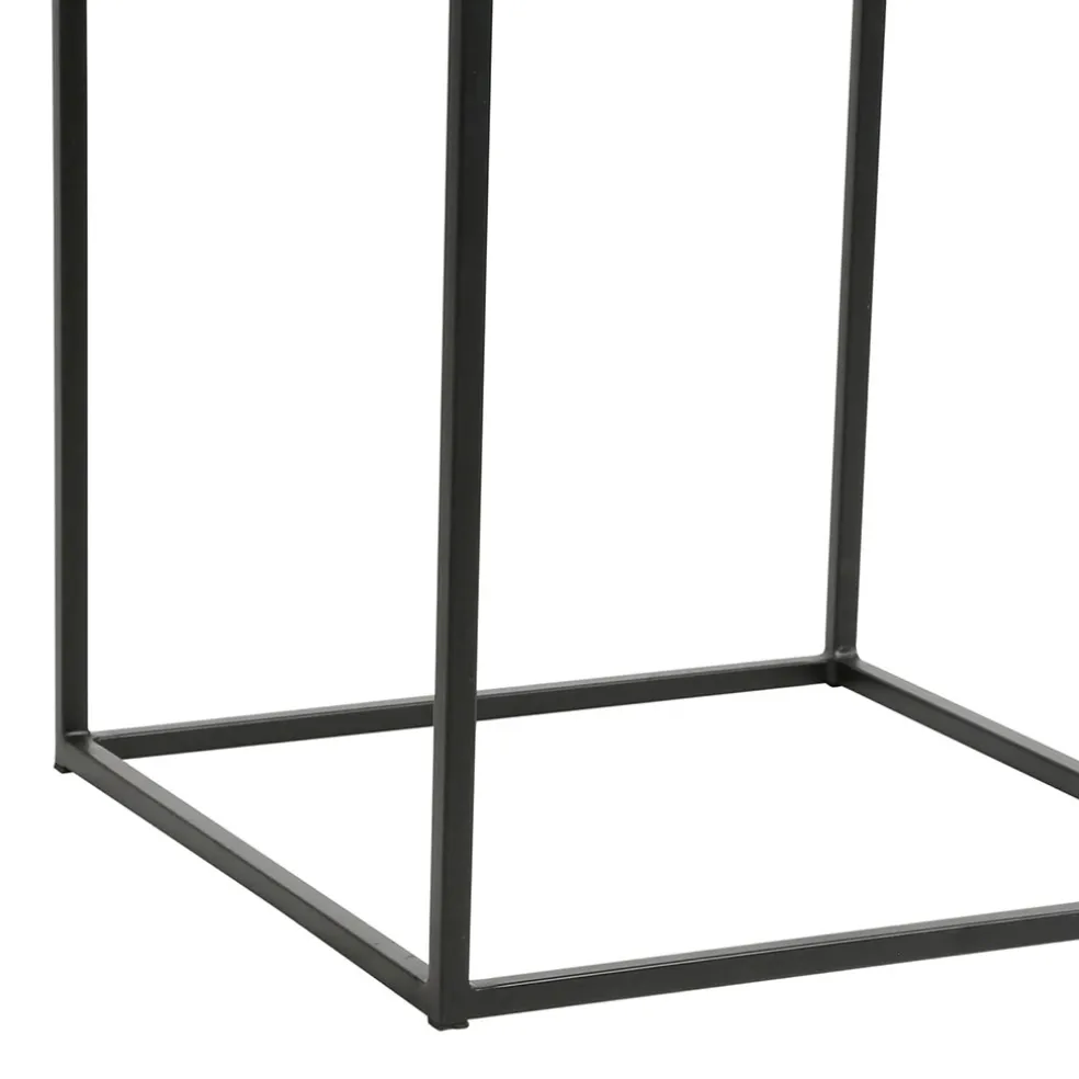 Table basse gigogne carrée (lot de 2) en aluminium et fer noir - Felia