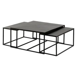 Table basse gigogne carrée (lot de 3) en fer noir - Felia