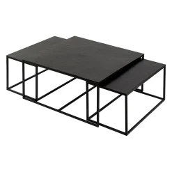 Table basse gigogne carrée (lot de 3) en fer noir - Felia