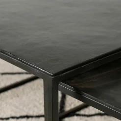 Table basse gigogne carrée (lot de 3) en fer noir - Felia