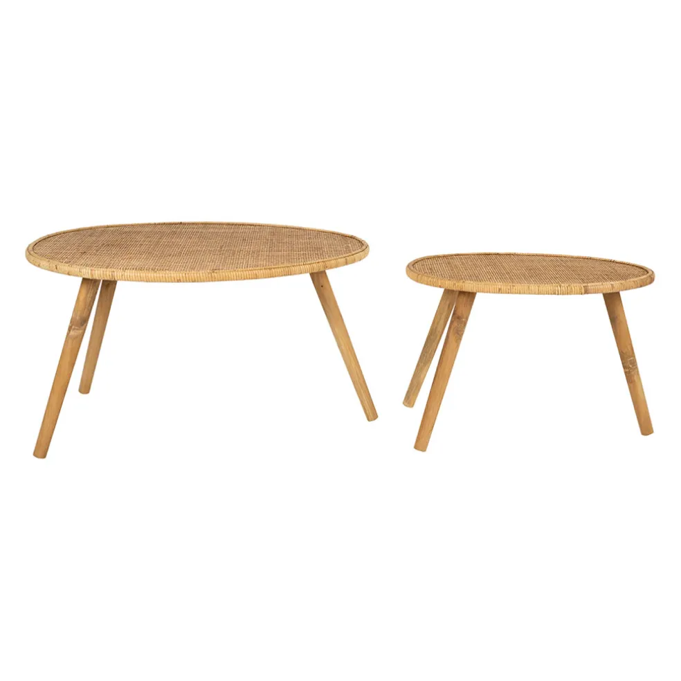 Table basse gigogne (lot de 2) en rotin naturel - Tamba