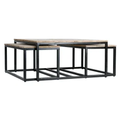 Table basse gigogne (lot de 3) en manguier et fer noir -Noe