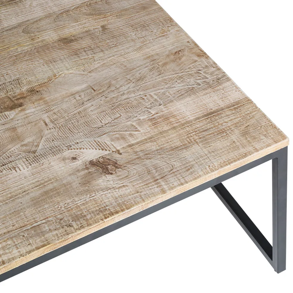 Table basse gigogne (lot de 3) en manguier et fer noir -Noe