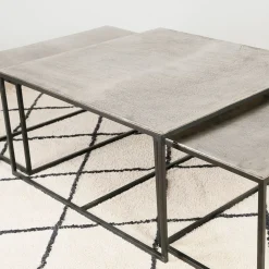 Table basse gigogne (lot de 3) en fer argenté - Félia