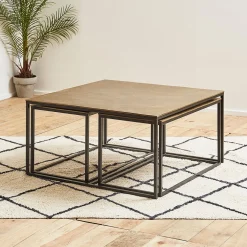 Table basse gigogne (lot de 3) en fer doré - Félia