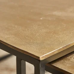 Table basse gigogne (lot de 3) en fer doré - Félia