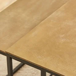 Table basse gigogne (lot de 3) en fer doré - Félia