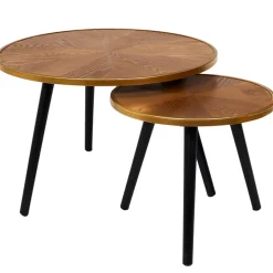 Table basse gigogne ronde (lot de 2) en pin - Faya