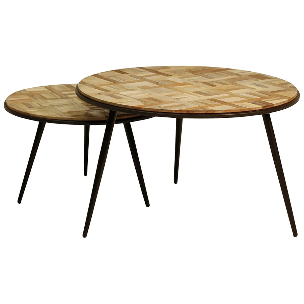 Table basse gigogne ronde (lot de 2) en teck - Wally